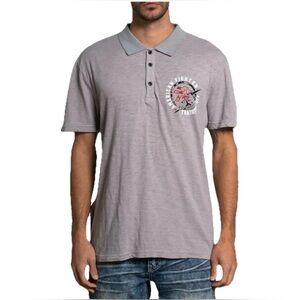 American Fighter x Affliction Men's Polo Shirt Heritage Gray Size Large & XL